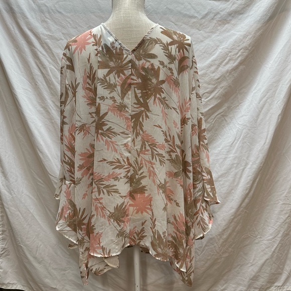 Catherine’s Sheer Brown and Pink Blouse/Cover Up Size 26/28W - Picture 6 of 8